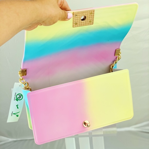 Rainbow Jelly Handbag Crossed body Purse - Picture 5 of 8